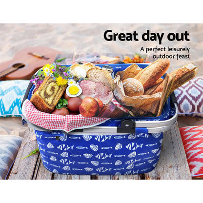 Picnic Basket Folding Bag Hamper Food Insulated Storage