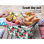 Picnic Basket Set Folding Bag Hamper Insulated Food Storage