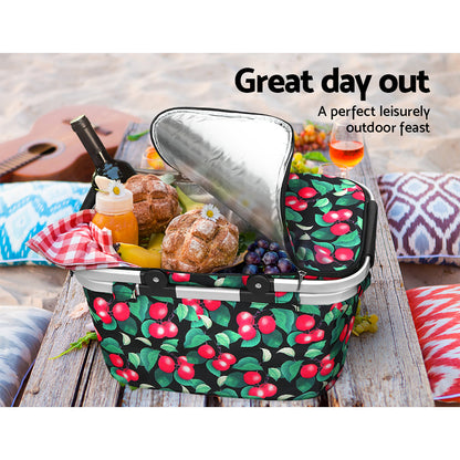 Picnic Basket Folding Bag Hamper Insulated Storage Food Cover