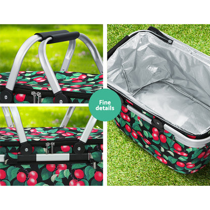 Picnic Basket Folding Bag Hamper Insulated Storage Food Cover
