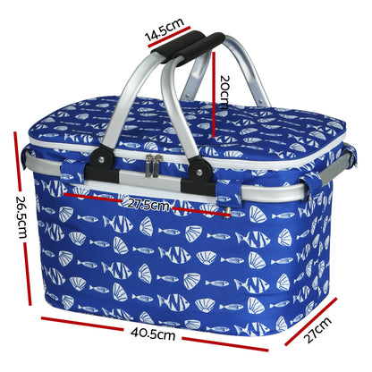 Picnic Basket Folding Bag Hamper Food Insulated Cover Storage