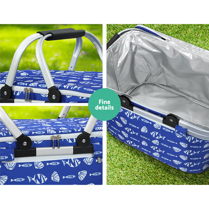 Picnic Basket Folding Bag Hamper Food Insulated Cover Storage