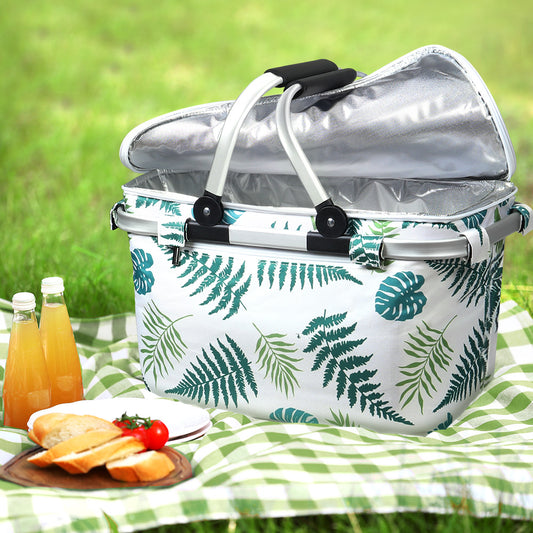 Picnic Basket Folding Bag Insulated Hamper Food Cover Storage
