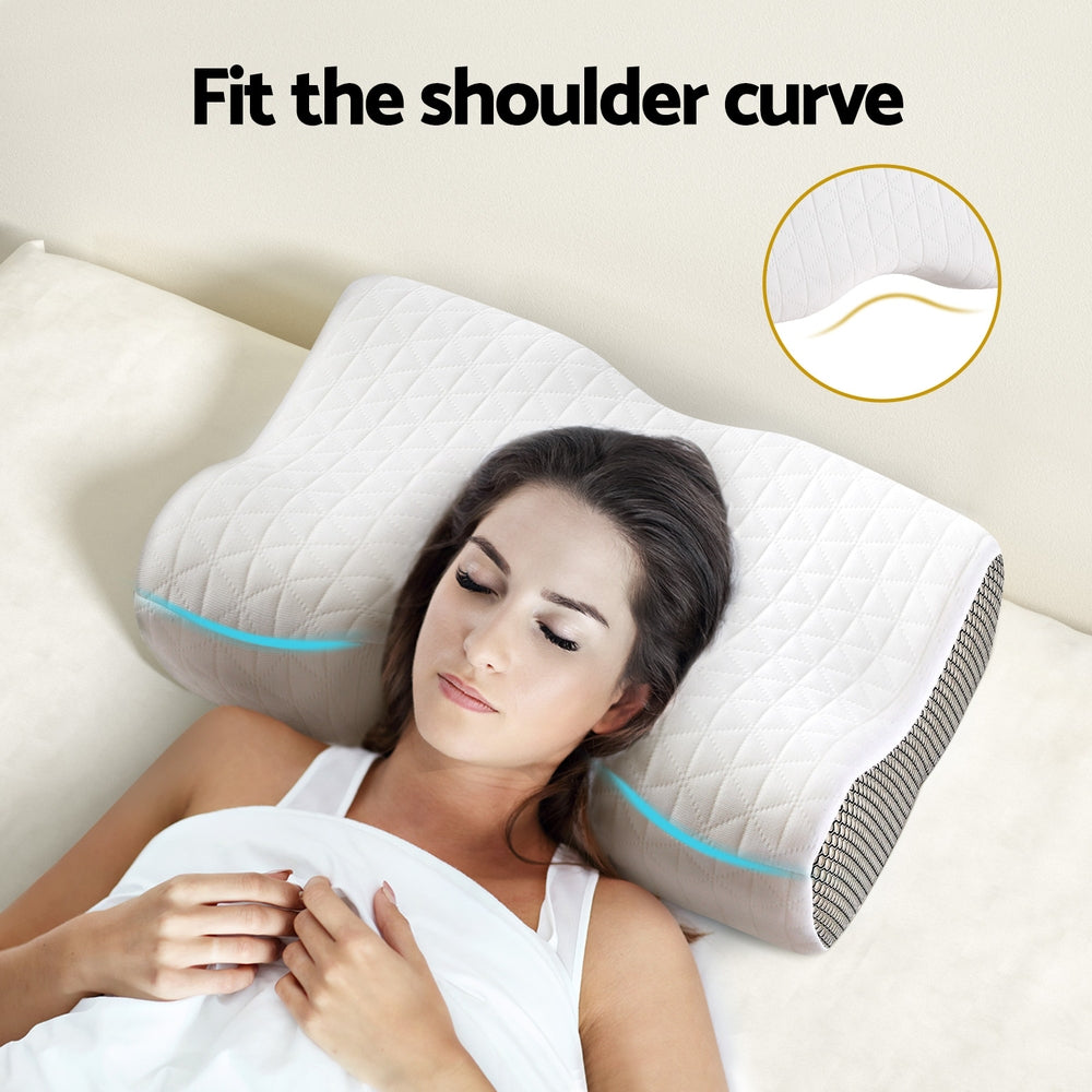 Memory Foam Pillow Contour Neck White