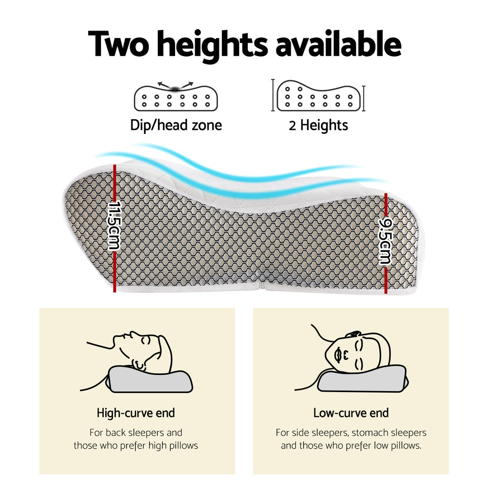 Memory Foam Pillow Contour Neck White