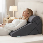 Adjustable Wedge Pillow Grey Fabric Upholstery King Size