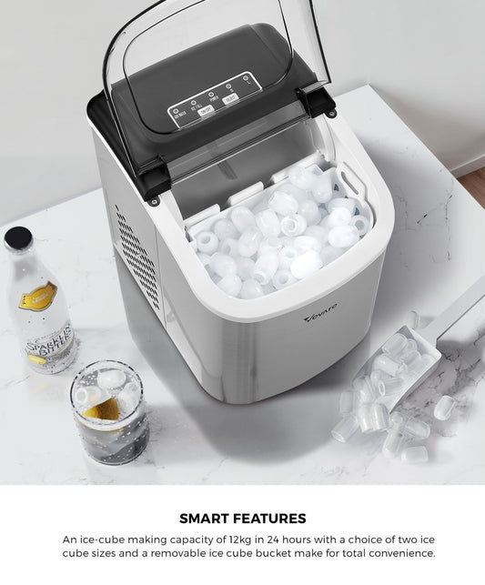 Portable Ice Maker with Ice Cube Scoop 12kg Stainless