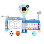 Kids Basketball Hoop Stand Bowling Baseball Golf Game Sports Toys Set Blue