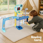 Kids Basketball Hoop Stand Bowling Baseball Golf Game Sports Toys Set Blue