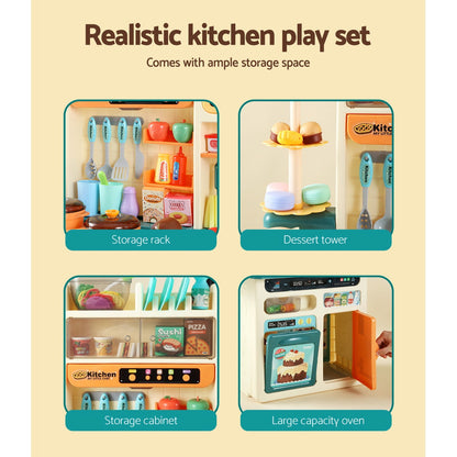 Kids Kitchen Pretend Play Set Cooking Sound Steam Light Function - 69.5×27.5×92.5cm