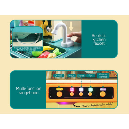 Kids Kitchen Pretend Play Set Cooking Sound Steam Light Function - 69.5×27.5×92.5cm