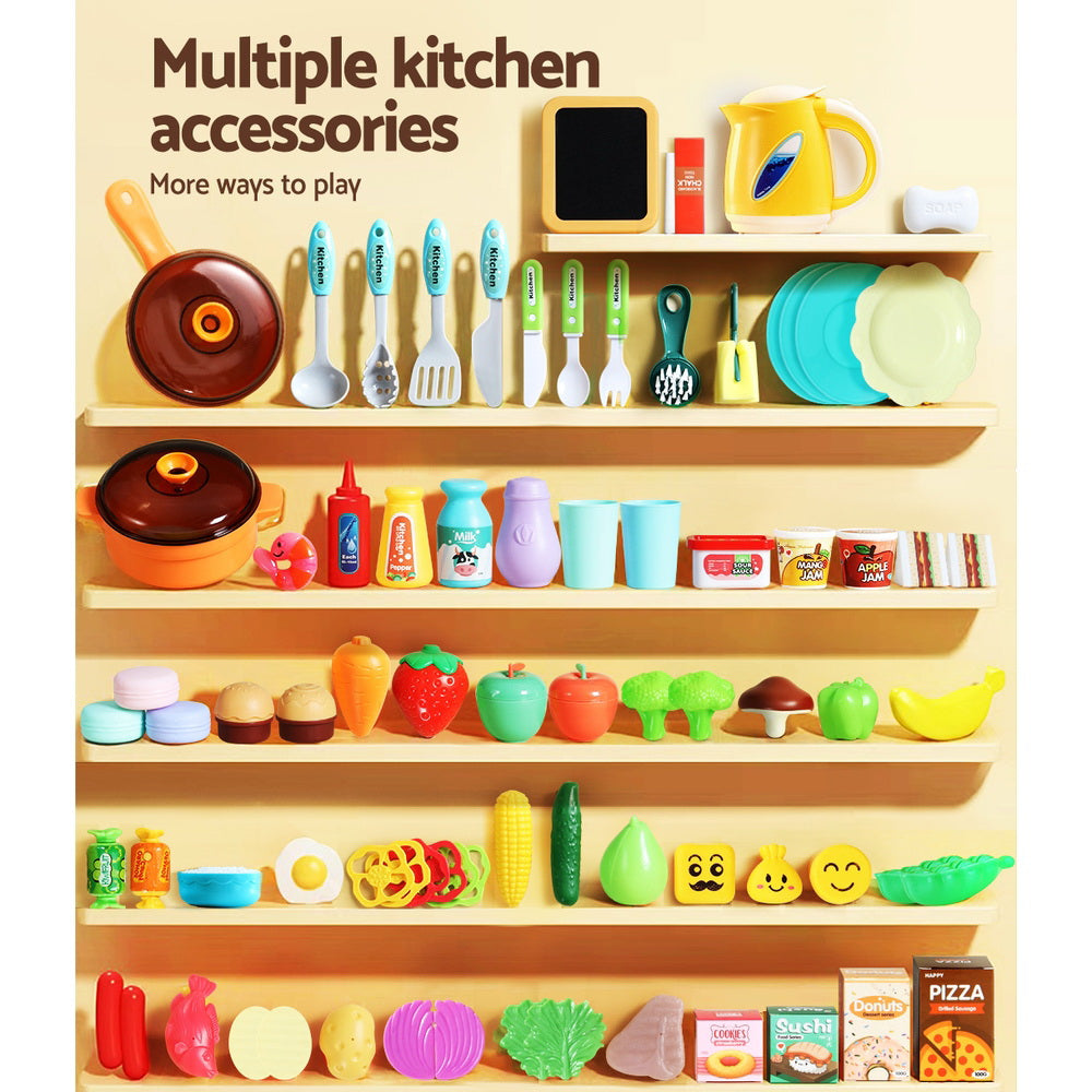 Kids Kitchen Pretend Play Set Cooking Sound Steam Light Function - 69.5×27.5×92.5cm