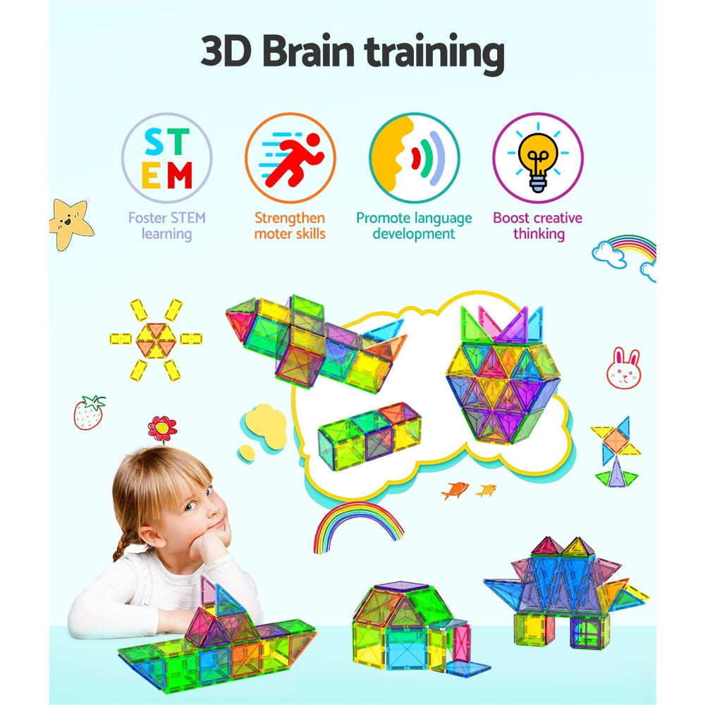 Educational Magnetic Tiles - 120pcs Kids Set