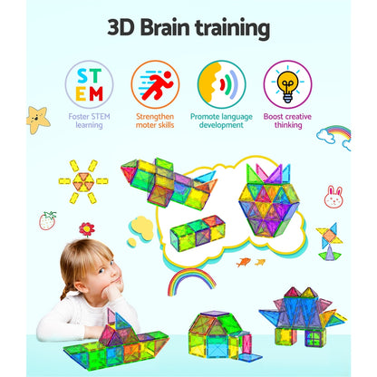 Educational Magnetic Tiles - 120pcs Kids Set