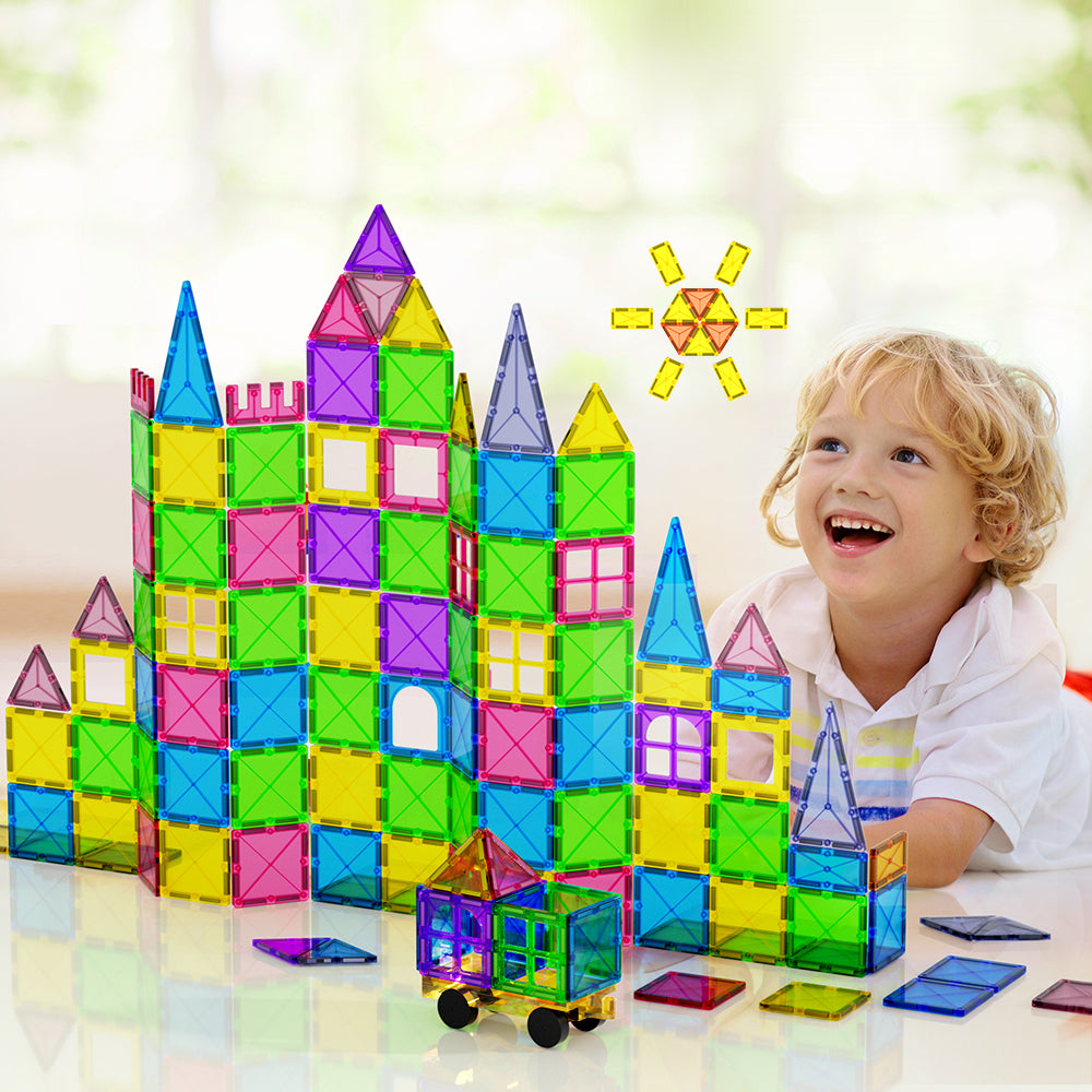 Educational Magnetic Tiles - 120pcs Kids Set