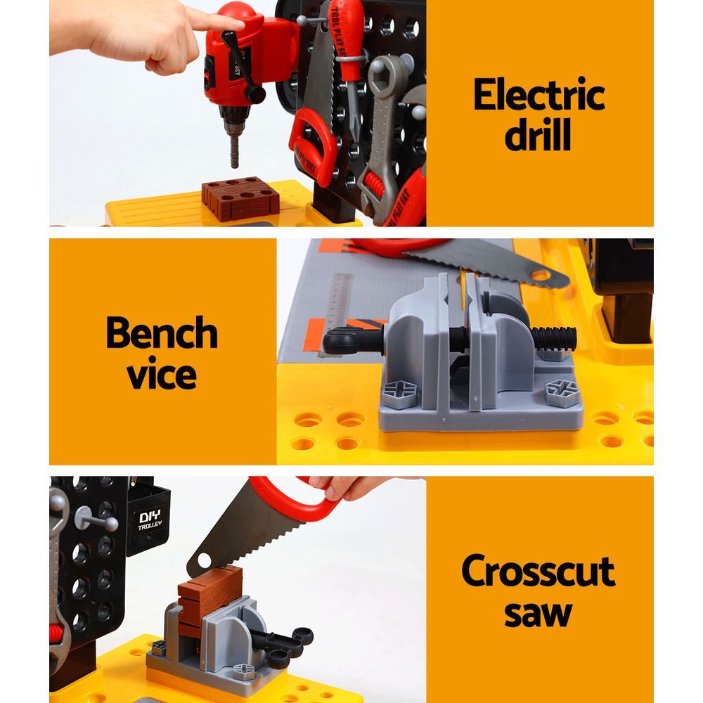 Kids Pretend Play Set Workbench Tools 54pcs Builder Work Childrens Toys