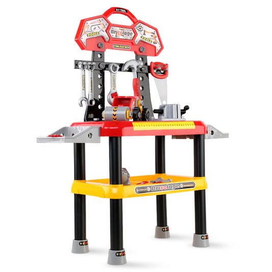 Kids Pretend Workbench Diy Tools 97 Piece Children Role Play Toys Red