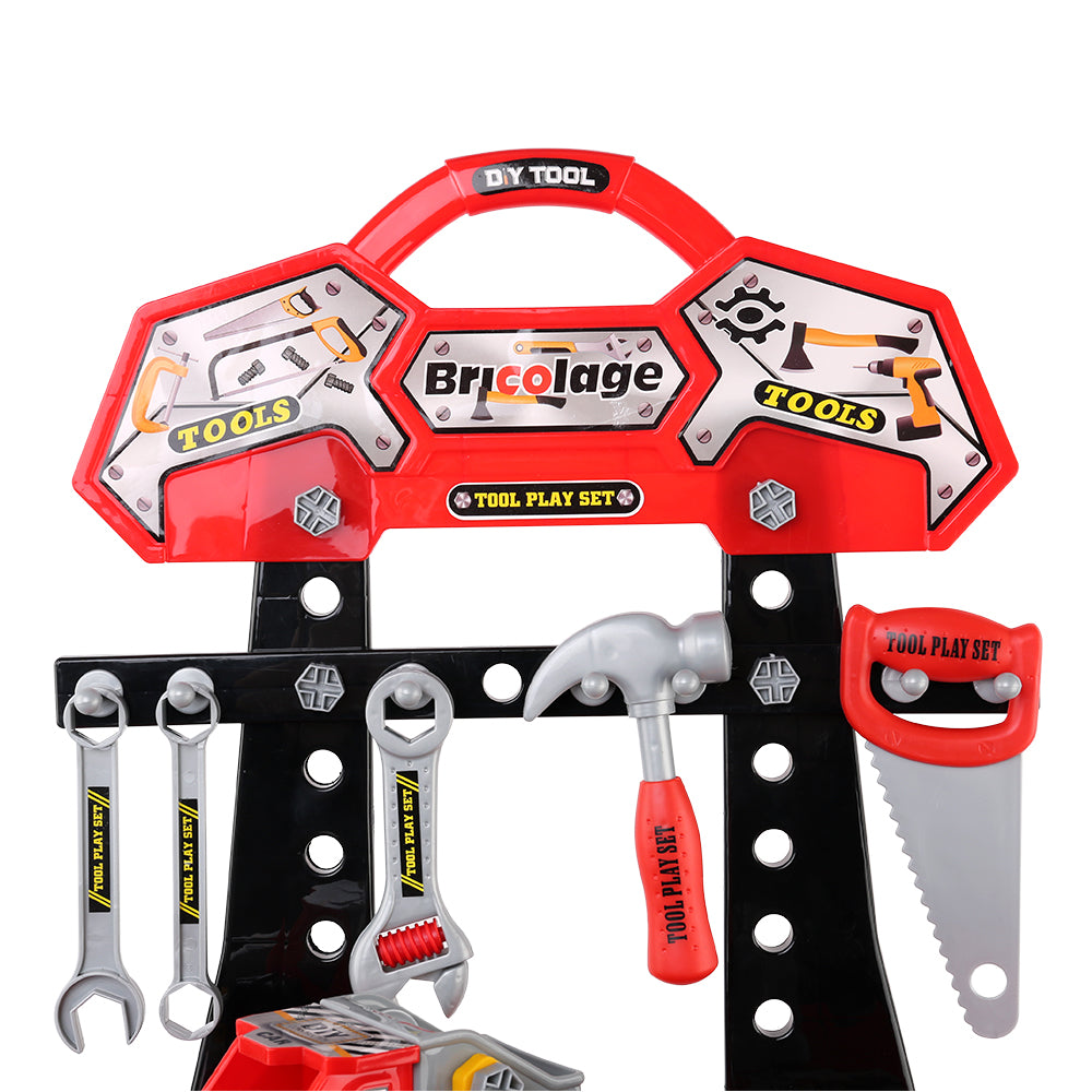 Kids Pretend Workbench Diy Tools 97 Piece Children Role Play Toys Red