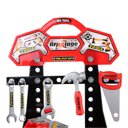 Kids Pretend Workbench Diy Tools 97 Piece Children Role Play Toys Red