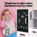 Kids Wooden Pretend Kitchen Play Set Cooking Toys Pot Ice Cup Oven Blackboard 80CM White