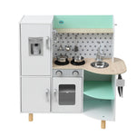 Kids Wooden Pretend Kitchen Play Set Oven Fridge Green