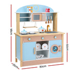 Kids Wooden Play Kitchen Set - Blue Cooking Toys
