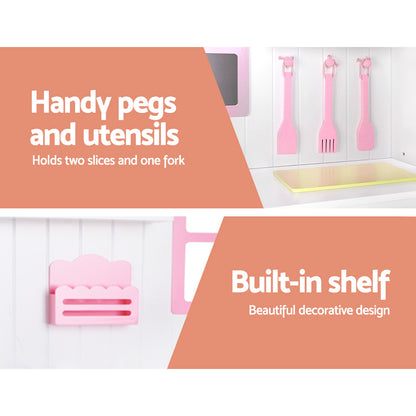 Kids Wooden Kitchen Play Set With Storage Cabinet