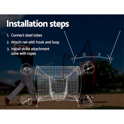 7Ft Baseball Net Pitching Kit With Stand Softball Training Aid Sports