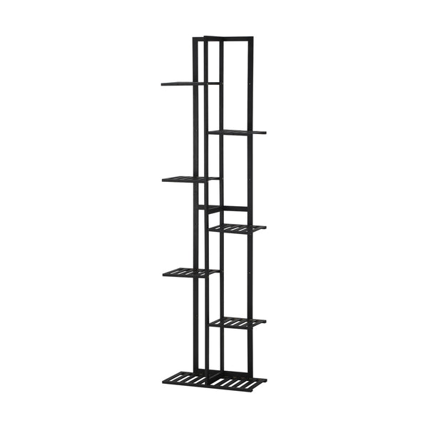  7 Tiers Bamboo Plant Stand Staged Black