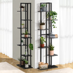 7 Tiers Bamboo Plant Stand Staged Black