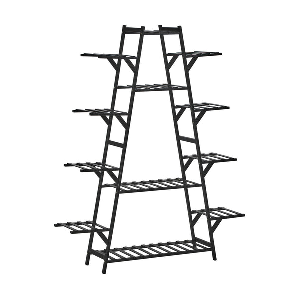  Plant Stand 12-shelf Bamboo Frame Black