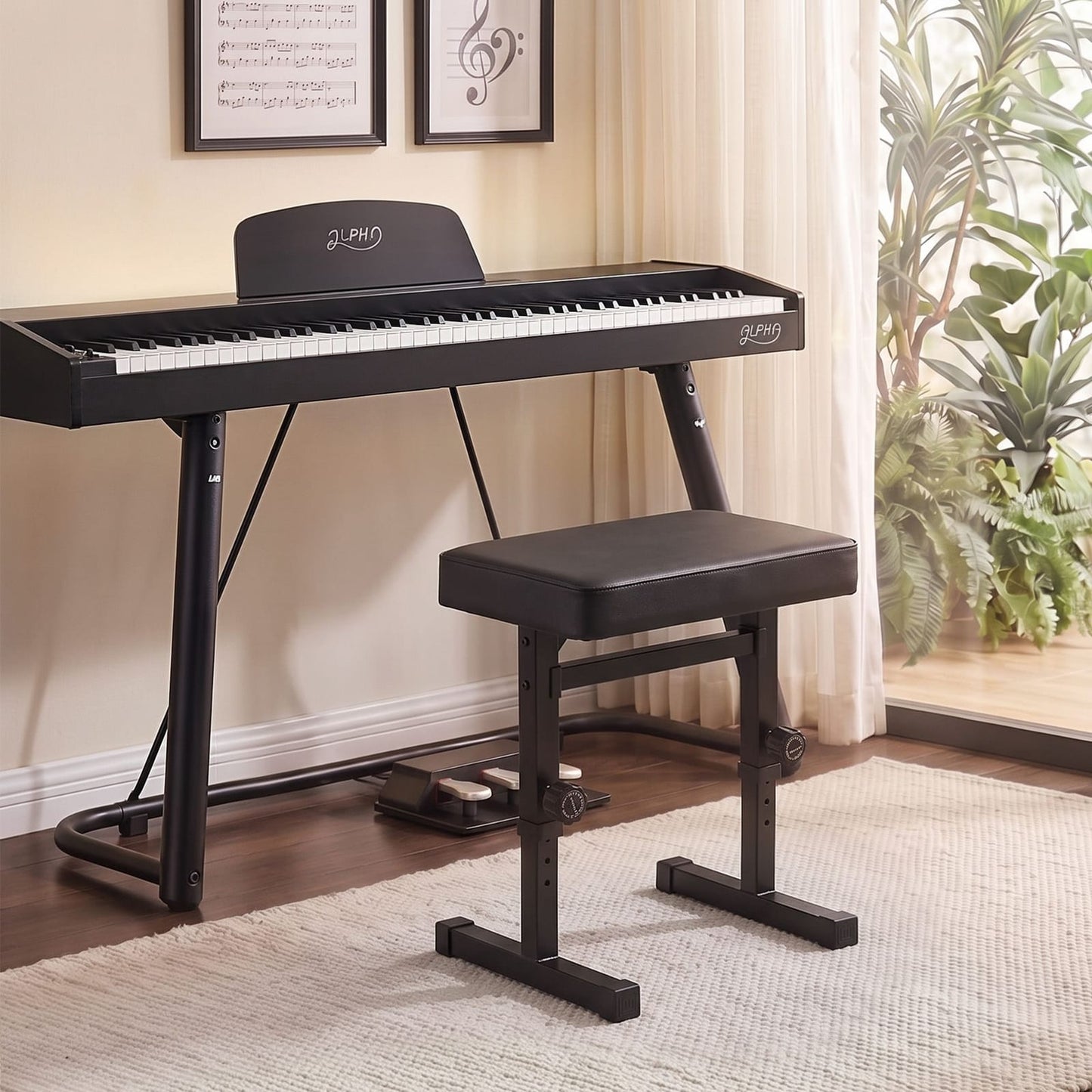 Piano Bench Adjustable Heavy Duty 43x31.5x7cm