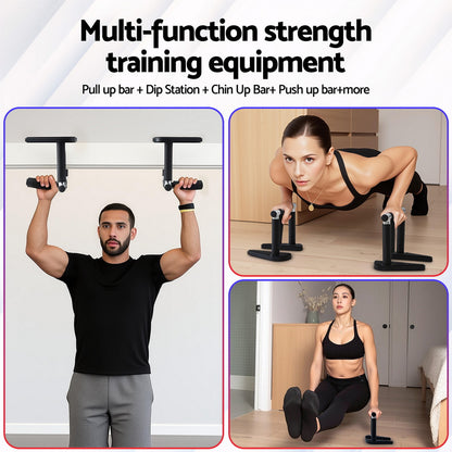 2Pcs/Set Pull Up Bar Portable Foldable Dip Station Multi Gym 120kg Home Power Station Black