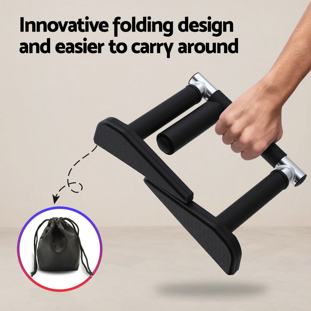 2Pcs/Set Pull Up Bar Portable Foldable Dip Station Multi Gym 120kg Home Power Station Black