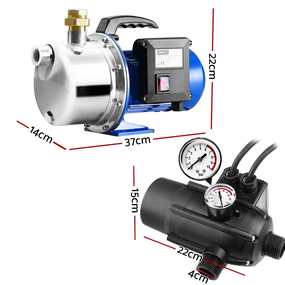 Garden Water Jet Pump High Pressure 1100W Tank Rain Farm Irrigation Black