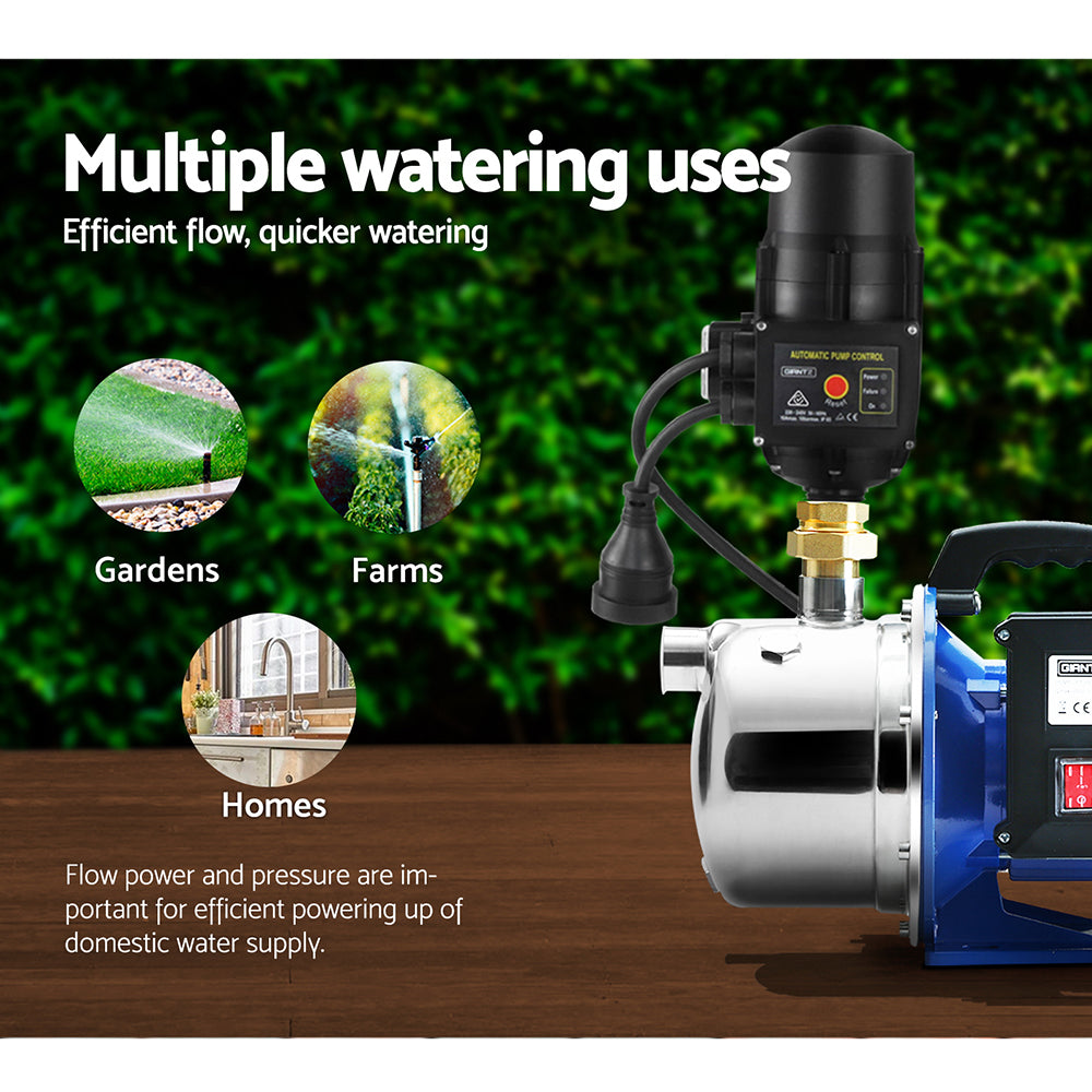 Garden Water Jet Pump High Pressure 1100W Tank Rain Farm Irrigation Black