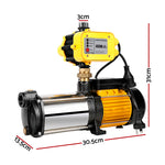 Garden Water Pump High Pressure 2500W Multi Stage Tank Yellow