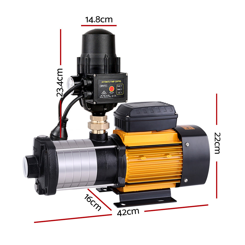 Garden Water Pump High Pressure 2500W Multi Stage Tank Rain Irrigation Black