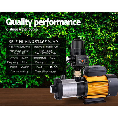 Garden Water Pump High Pressure 2500W Multi Stage Tank Rain Irrigation Black