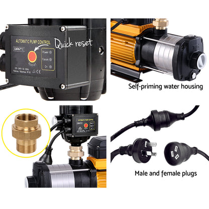 Garden Water Pump High Pressure 2500W Multi Stage Tank Rain Irrigation Yellow