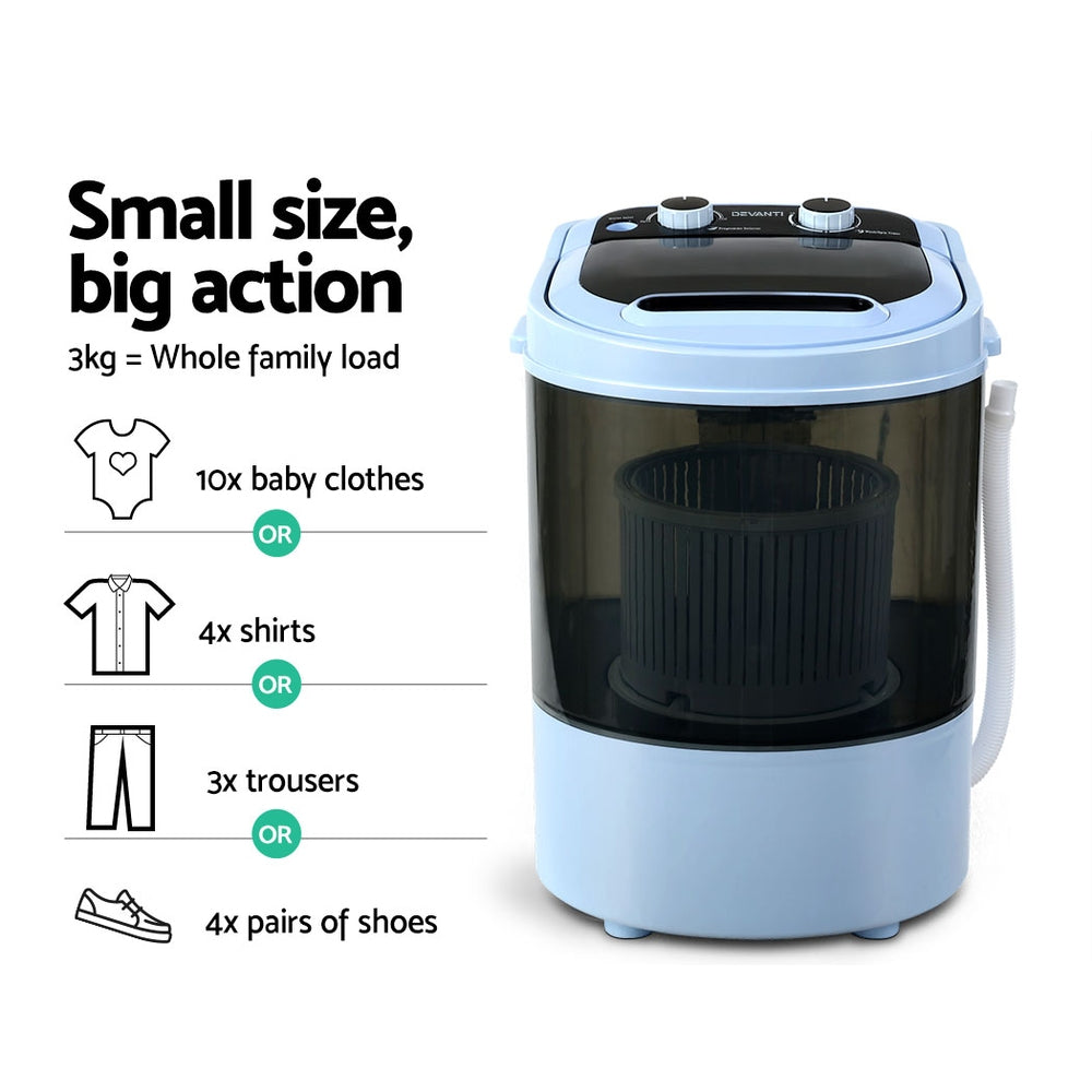 Portable Washing Machine 3Kg Black
