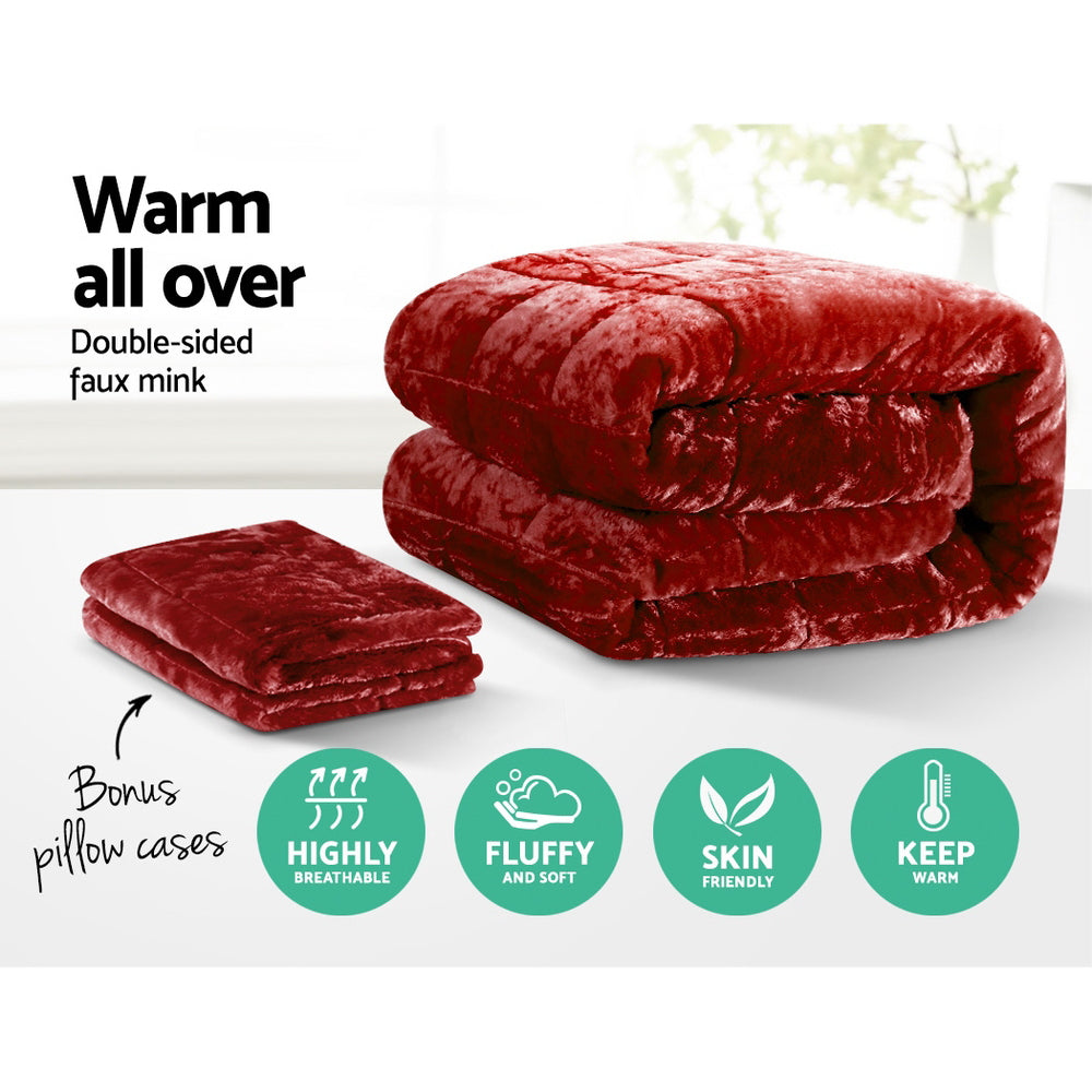 Mink Quilt Burgundy Super King