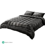 Giselle Bedding Faux Mink Quilt Plush Throw Blanket Comforter Duvet Cover Charcoal Double