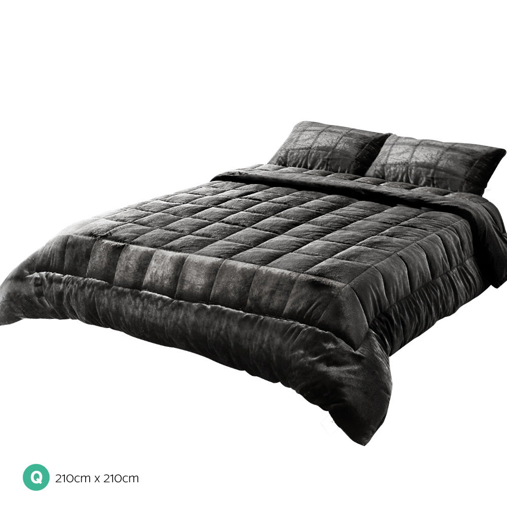 Mink Quilt Charcoal Queen