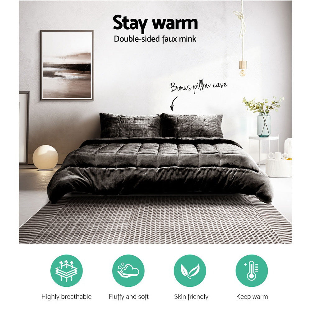 Mink Quilt Charcoal Queen