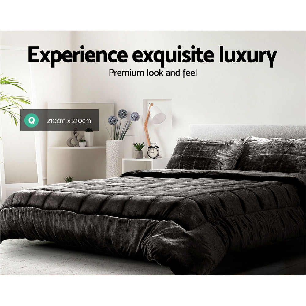 Mink Quilt Charcoal Queen