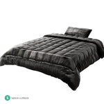 Giselle Bedding Faux Mink Quilt Fleece Throw Blanket Comforter Duvet Charcoal Single