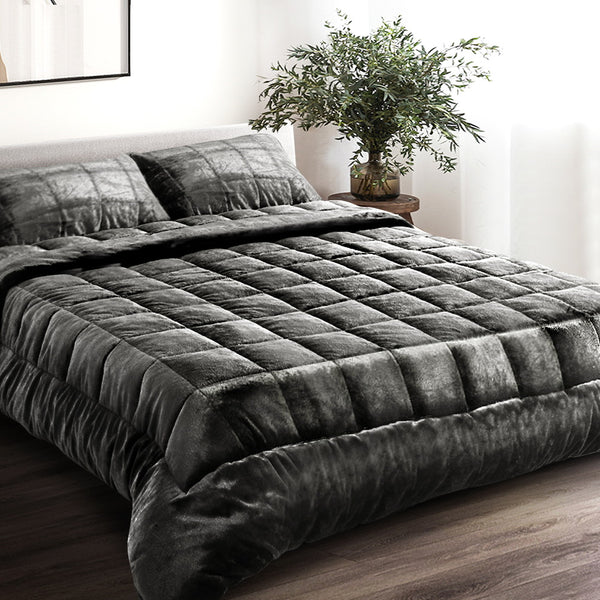  Mink Quilt Charcoal Single King