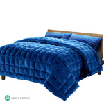 Giselle Bedding Faux Mink Quilt Comforter Winter Weight Throw Blanket Navy Super King