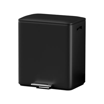 Pedal Bins Rubbish Bin Dual Waste Recycle Dustbins 40L Black/White